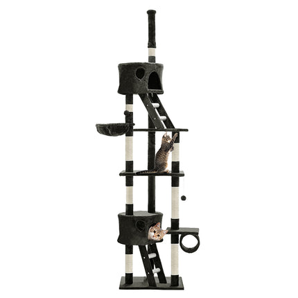 i.Pet Cat Tree 260cm Tower Scratching Post Scratcher Condo House Trees Grey.