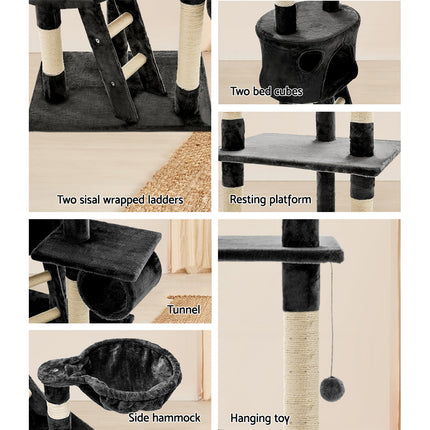 i.Pet Cat Tree 260cm Tower Scratching Post Scratcher Condo House Trees Grey.