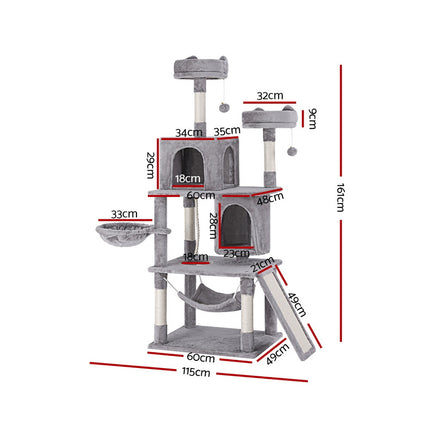 i.Pet Cat Tree Tower Scratching Post Scratcher 161cm Condo House Trees Grey.