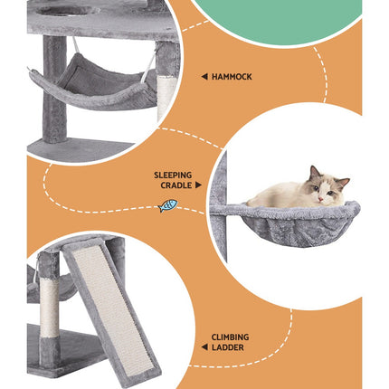 i.Pet Cat Tree Tower Scratching Post Scratcher 161cm Condo House Trees Grey.