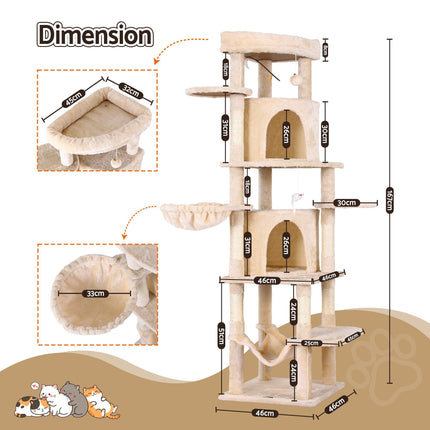 i.Pet Cat Tree Tower 167cm Large Scratching Post Furniture Scratcher House Beige.