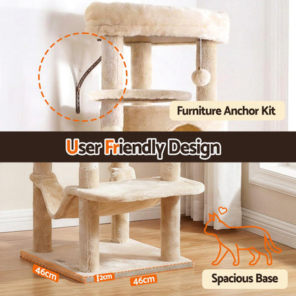 i.Pet Cat Tree Tower 167cm Large Scratching Post Furniture Scratcher House Beige.