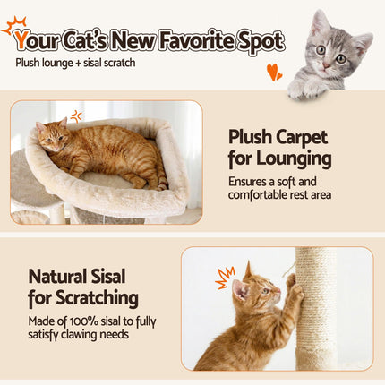 i.Pet Cat Tree Tower 167cm Large Scratching Post Furniture Scratcher House Beige.
