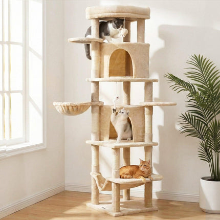 i.Pet Cat Tree Tower 167cm Large Scratching Post Furniture Scratcher House Beige.