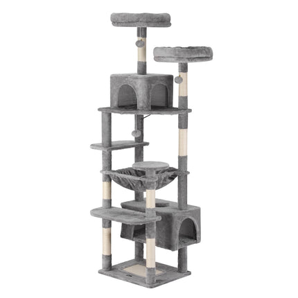 i.Pet Cat Tree 184cm Tower Scratching Post Trees Scratcher Condo House Light Grey.