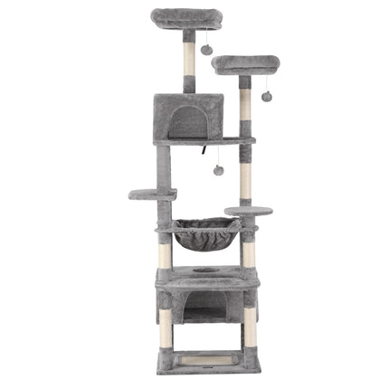 i.Pet Cat Tree 184cm Tower Scratching Post Trees Scratcher Condo House Light Grey.