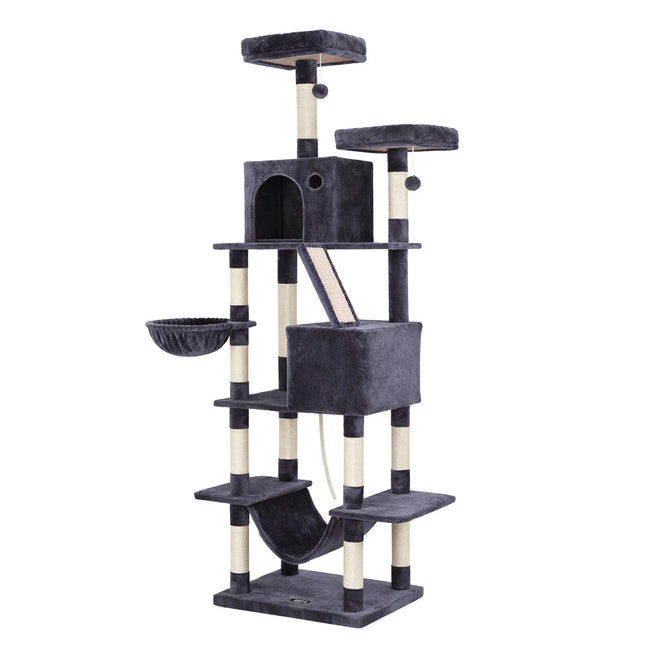 i.Pet Cat Tree Tower 206cm Large Scratching Post Furniture Scratcher House Grey.