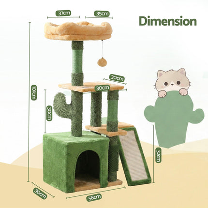 i.Pet Cat Tree Tower 101cm Scratching Post Furniture Scratcher House Green.