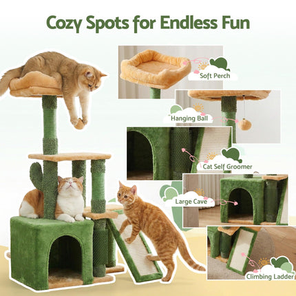 i.Pet Cat Tree Tower 101cm Scratching Post Furniture Scratcher House Green.