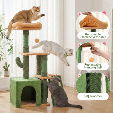 i.Pet Cat Tree Tower 101cm Scratching Post Furniture Scratcher House Green.