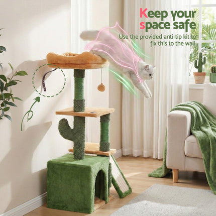 i.Pet Cat Tree Tower 101cm Scratching Post Furniture Scratcher House Green.