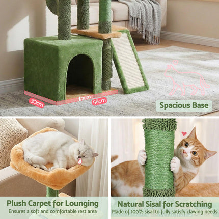 i.Pet Cat Tree Tower 101cm Scratching Post Furniture Scratcher House Green.
