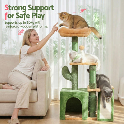 i.Pet Cat Tree Tower 101cm Scratching Post Furniture Scratcher House Green.