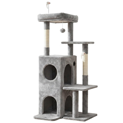 i.Pet Cat Tree Tower 127cm Scratching Post Furniture Scratcher House Light Grey.
