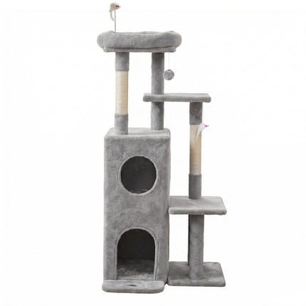 i.Pet Cat Tree Tower 127cm Scratching Post Furniture Scratcher House Light Grey.