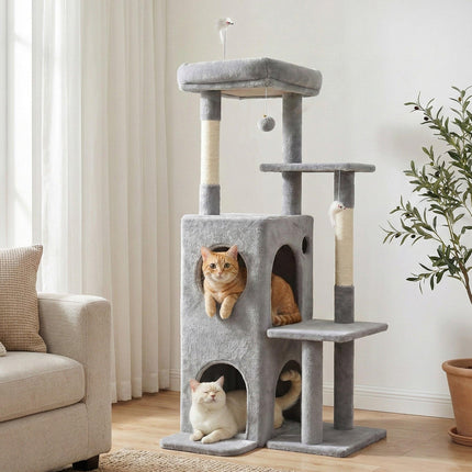 i.Pet Cat Tree Tower 127cm Scratching Post Furniture Scratcher House Light Grey.