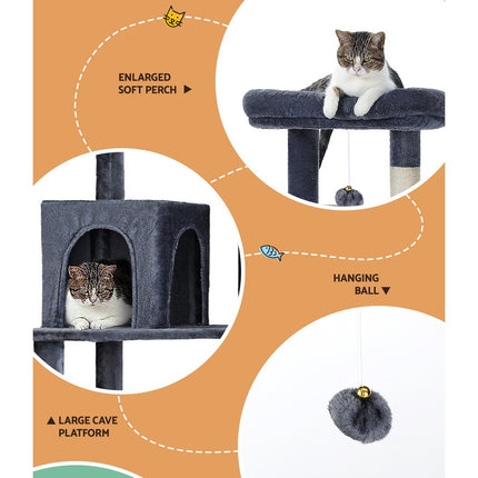 i.Pet Cat Tree Tower Scratching Post Scratcher 138cm Trees Condo House Grey.