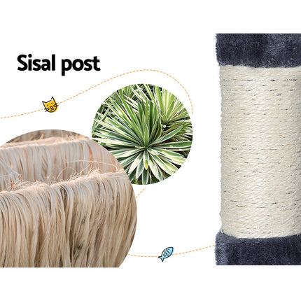i.Pet Cat Tree Tower Scratching Post Scratcher 138cm Trees Condo House Grey.