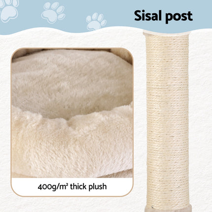 i.Pet Cat Tree 143cm Tower Scratching Post Trees Scratcher Condo House Beige.