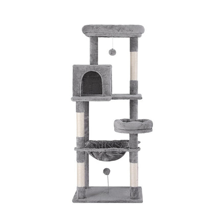i.Pet Cat Tree Tower Scratching Post Scratcher 143cm Condo House Trees Grey.