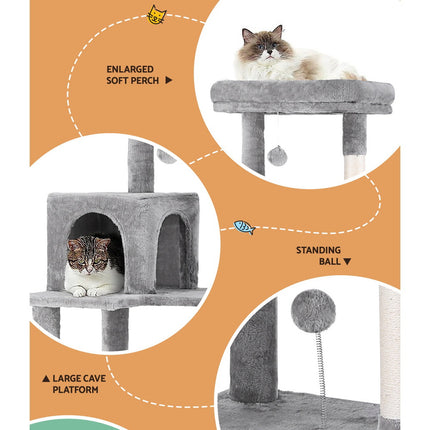 i.Pet Cat Tree Tower Scratching Post Scratcher 143cm Condo House Trees Grey.