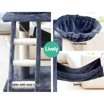 i.Pet Cat Tree 141cm Tower Scratching Post Scratcher Condo Wood House Bed Grey.