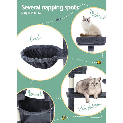 i.Pet Cat Tree 144cm Tower Scratching Post Scratcher Wood Condo Toys House Bed.