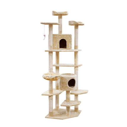 i.Pet Cat Tree 203cm Tower Scratching Post Scratcher Condo Trees House Bed Beige.