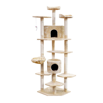 i.Pet Cat Tree 203cm Tower Scratching Post Scratcher Condo Trees House Bed Beige.