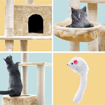 i.Pet Cat Tree 203cm Tower Scratching Post Scratcher Condo Trees House Bed Beige.