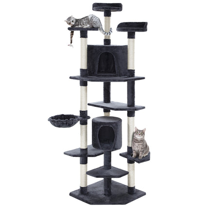 i.Pet Cat Tree 203cm Tower Scratching Post Scratcher Condo Trees House Bed Grey.