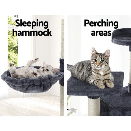 i.Pet Cat Tree 203cm Tower Scratching Post Scratcher Condo Trees House Bed Grey.