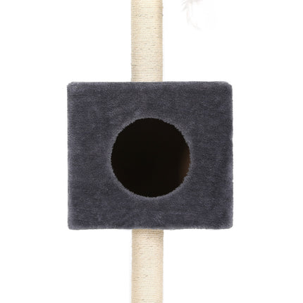 i.Pet Cat Tree 260cm Tower Scratching Post Scratcher Floor to Ceiling Cats Bed Dark Grey.