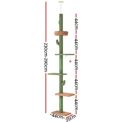 i.Pet Cat Tree Tower Scratching Post Scratcher Floor to Ceiling Cats Bed 290cm.