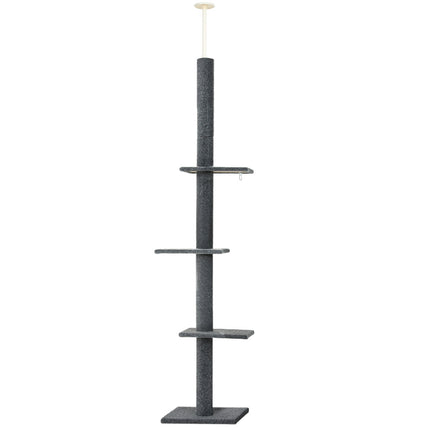i.Pet Cat Tree 290cm Tower Scratching Post Scratcher Floor to Ceiling Cats Bed Grey.