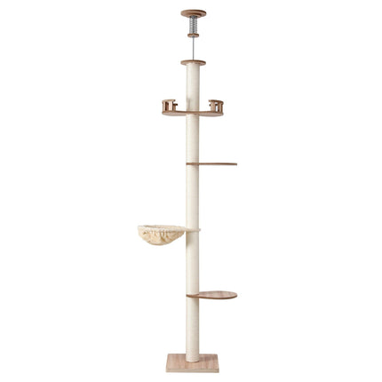 i.Pet Cat Tree Tower Floor to Ceiling Scratching Post 270cm Beige.