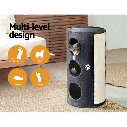 i.Pet Cat Tree Tower Scratching Post Scratcher 138cm Trees Condo House Grey.