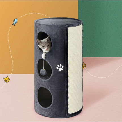 i.Pet Cat Tree Tower Scratching Post Scratcher 138cm Trees Condo House Grey.