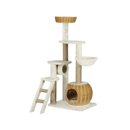 i.Pet Cat Tree 138cm Tower Scratching Post Scratcher Wood Bed Condo House Rattan Ladder.