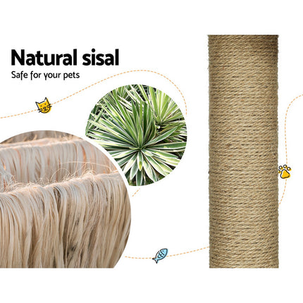 i.Pet Cat Tree 138cm Tower Scratching Post Scratcher Wood Bed Condo House Rattan Ladder.