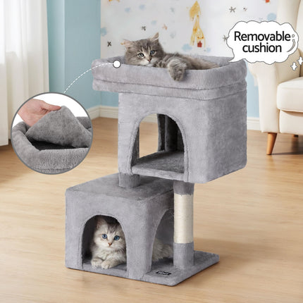 i.Pet Cat Tree 67cm Tower Scratching Post Trees Scratcher Condo House Light Grey.