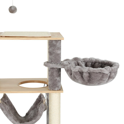 i.Pet Cat Tree 260cm Tower Scratching Post Scratcher Floor to Ceiling Cats Bed Dark Grey.