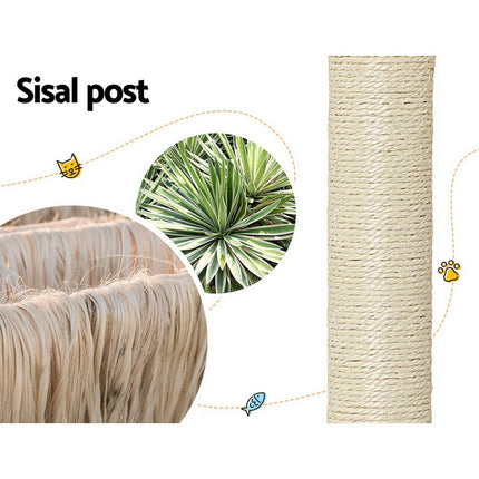 i.Pet Cat Tree 260cm Tower Scratching Post Scratcher Floor to Ceiling Cats Bed Dark Grey.