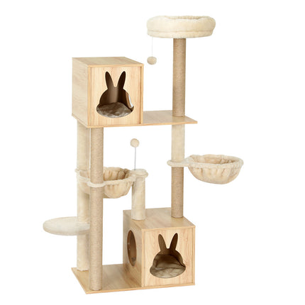 i.Pet Cat Tree 141cm Tower Scratching Post Scratcher Wood Bed Condo Toys House Ladder.