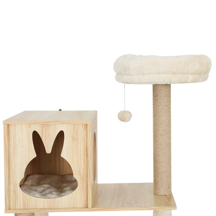 i.Pet Cat Tree 141cm Tower Scratching Post Scratcher Wood Bed Condo Toys House Ladder.