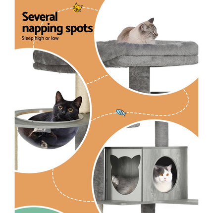 i.Pet Cat Tree 178cm Tower Scratching Post Scratcher Wood Bed Condo House Wooden Ladder.