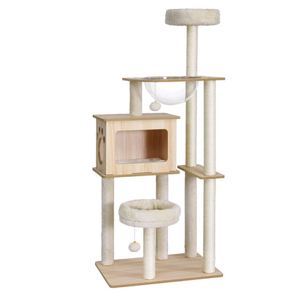 i.Pet Cat Tree Tower Scratching Post Scratcher 142cm Wood Bed Condo House.