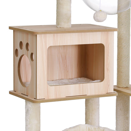 i.Pet Cat Tree Tower Scratching Post Scratcher 142cm Wood Bed Condo House.