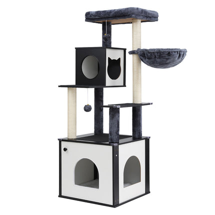 i.Pet Cat Tree Tower Scratching Post Scratcher 144cm Wood Bed Condo House Cabinet.