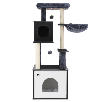 i.Pet Cat Tree Tower Scratching Post Scratcher 144cm Wood Bed Condo House Cabinet.